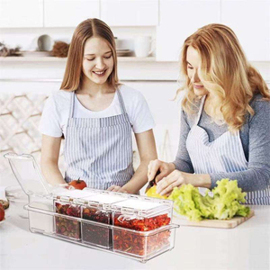 Organisateur d'épices transparent à couvercle rabattable, conteneur à assaisonnements à 4 compartiments avec cuillère, solution de rangement pour comptoir de cuisine - Product Image 6