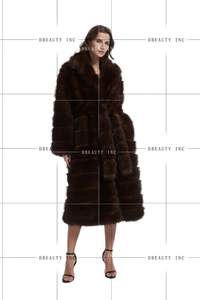 Abrigo de Piel Sintética de Sable para Mujer, Ecológico, Grueso, de Manga Larga, con Frente Abierto, Solapa Esponjosa, Bolsillos, Cinturón Desmontable - Product Image 6