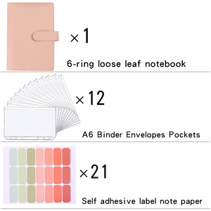 Carnet de budget en cuir PU A6 avec fermeture éclair, 50 feuilles, couleur <span class=keywords><strong>macaron</strong></span>, idéal pour les achats transfrontaliers et comme cadeau - Product Image 2