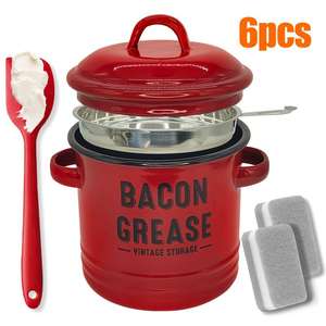 Récipient à graisse de 46 oz avec filtre et grattoir, nouveau récipient à graisse de bacon 2026 avec passoire et spatule en silicone de qualité alimentaire - Product Image 1