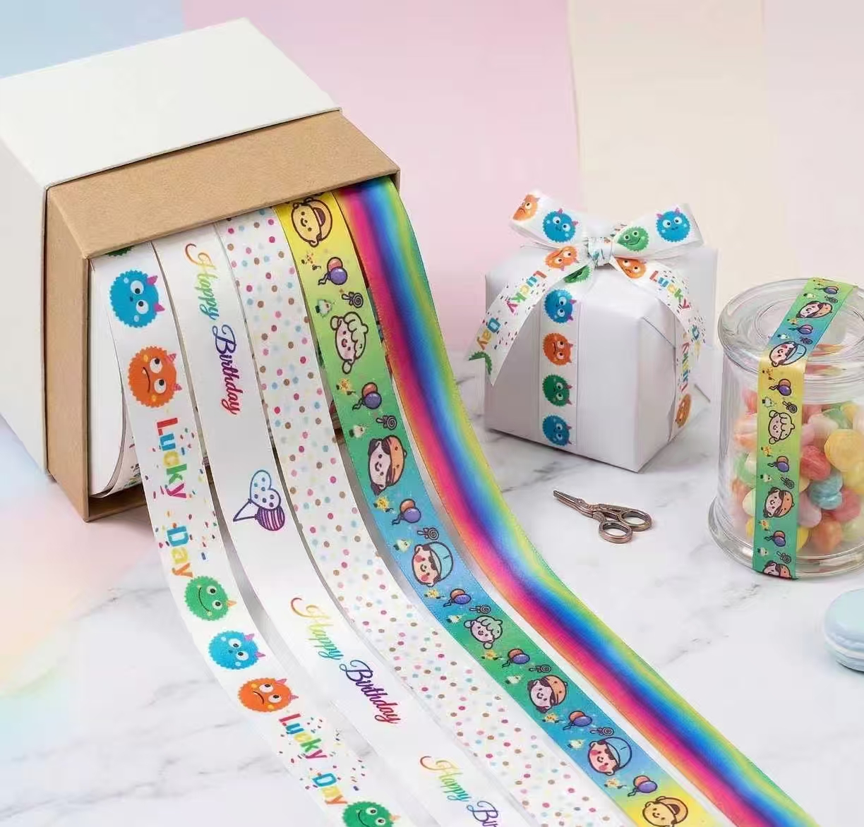 Easter Digital Printed Ribbon for Gift Wrapping DIY Crafts Floral Bows Party Supplies Holiday Decoration Packaging