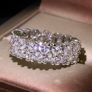 Anillo de corazón pequeño para mujer de lujo, anillo de piedra blanca Vintage, alianzas de boda, anillos de compromiso de amor para mujer - Product Image 2