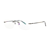 Montura de Gafas Ópticas de Metal sin Marco, Diseño Geométrico Rectangular, Cómodas, Elegantes, Unisex, para Adultos, para Todo Tipo de Rostro