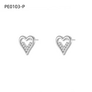 Pendientes con forma de corazón Amy Amy, plata 925, cristal, diamantes de imitación, joyería romántica para uso diario para mujer, PE0103 - Product Image 1
