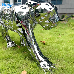 Outdoor Moderne Geometrische Dieren Binnenplaats Metalen Spiegel Luipaard Beeld Roestvrij Staal Sculptuur - Product Image 5