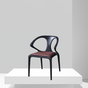 Chaise de salle à manger élégante et simple en bois blanc ciré en chêne noir avec coussin adapté aux restaurants et aux hôtels - Product Image 1