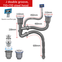 Siphon 304 acier inoxydable évier de cuisine Double bol Siphon tuyau de vidange Flexible Double têtes évier de cuisine passoire à déchets