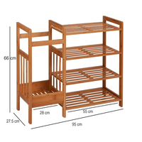 Étagère à chaussures à quatre niveaux en bambou et en bois, étagère de rangement pour chaussures haut de gamme, idéale pour les armoires à chaussures ou les salons.