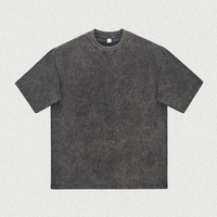 Kaos Rajut Pria Trendy Musim Panas, Bahan Tebal 300 Gram, Cuci Berat, Kerah O, Longgar Kasual, Lengan Pendek, 100% Katun