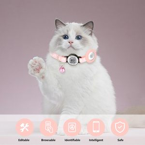 <span class=keywords><strong>Collar</strong></span> Airtag de silicona para mascotas de nuevo diseño con campana, código QR de identificación inteligente personalizado, <span class=keywords><strong>Collar</strong></span> de gato reflectante de seguridad ajustable personalizado - Product Image 3