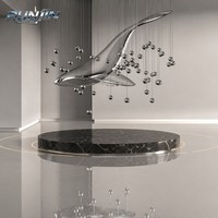 RUNJIN RJ-262 Sculpture murale en métal forgé à la main, tailles personnalisables, finition miroir, moderne, en acier inoxydable, suspendue pour intérieur