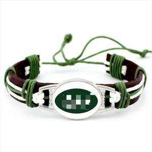 Pulseras de Cuero Trenzado Retro al por Mayor con Dijes de Metal de los 32 Equipos de Fútbol Americano, Pulseras de Aleación Multicapa con Impresión de Clubes de Fútbol - Product Image 6
