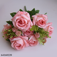 Bouquet de 9 fleurs artificielles en tissu de rose bulgare, moderne, pour la maison, mariage, fête des mères, Pâques, Noël, Nouvel An, rentrée scolaire