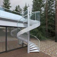 Escalier d'évacuation en spirale rotatif pour extérieur, structure en acier personnalisée, verre et fer forgé, pour villa et balcon