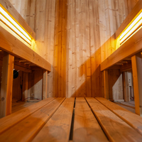 Rumah Sauna Luar Ruangan Modern Kubik Kustom dengan Pemanas Listrik Thermo Spruce untuk 4-6 Orang