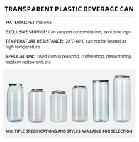 Boîtes en plastique PET transparentes personnalisées 210ML-1000ML, canettes à bière transparentes avec anneau d'ouverture, bouchon en aluminium pour boissons, vin, thé, tequila