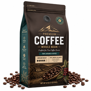 Bolsa <span class=keywords><strong>de</strong></span> Café Molido Personalizada <span class=keywords><strong>de</strong></span> Grado Alimenticio <span class=keywords><strong>de</strong></span> 32 oz con Válvula Unidireccional, Cierre Reutilizable y Fondo Plano - Product Image 1