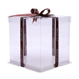 Luxury Food Packaging Custom LOGO Plastic and Paper PET PVC Clear Round Square Tall Transparent Cake Box Birthday Cake Box