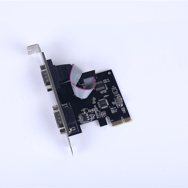 Dual 9-Pin PCI Express Serial Card with 2 RS232 DB9 Ports WCH382 Chipset Black OEM Carton Packed in Stock