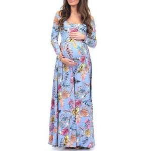 Vestido Largo de Color Sólido para Mujeres Embarazadas, Estilo Europeo y Americano, para Sesiones de Fotos, Venta al por Mayor - Product Image 5