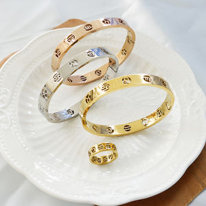 Horóscopo del zodiaco para mujer, joyería de oro de 18K, signo de <span class=keywords><strong>Piscis</strong></span> de acero inoxidable, conjunto de anillo de joyería hueca, 12 Uds. Al por mayor - Product Image 1