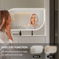 Modern LED Irregular Shape Smart Bathroom Mirror Back Light Shatter-Proof Wall Lighted Dimming Antifog Mirror for Hotels