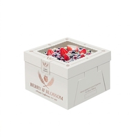 Boîte à gâteau personnalisée en papier premium, grande boîte à gâteau de 8 pouces avec fenêtre transparente, emballage de gâteau avec impression, gaufrage et marquage à chaud