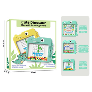 Bambini giocattolo educativo Montessori colorato Cartoon Art Dot Beads Pen Dinosaur Magnetic Drawing Board - Product Image 6