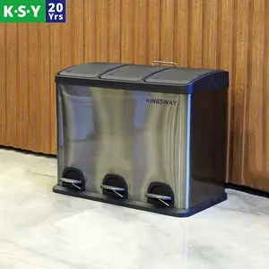 Recycling Dustbin Industrial Hospital Stainless Steel Waste Bin Dustbin Satin Large Foot Pedal Recycle Bin 3 Step Trash Can With Handle Sale