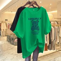 T-shirt mi-long à manches longues pour femme, vert uni, 100% coton, col rond, coupe ample vintage, mode estivale rétro, grande taille