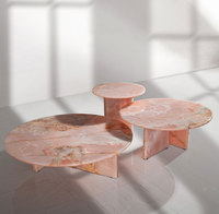 HZX Table basse et table d'appoint en marbre d'onyx rose pour décoration intérieure moderne de haute qualité Socle en marbre d'onyx poli pour villas