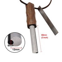 Tige Farrow en magnésium de 12mm poignée ergonomique en bois HSS Striker Feuerstahl fireestel Fire Starter avec bracelet en cuir