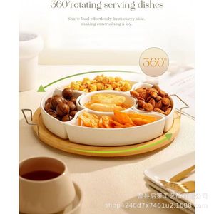 Aisbugur Ceramic Fruit Platter Multi Compartment <b>Snack</b> <b>Tray</b> For Outdoor Picnic Serving - Product Image 2