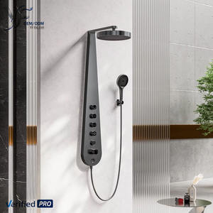 Columna <span class=keywords><strong>de</strong></span> Ducha en Forma <span class=keywords><strong>de</strong></span> Pipa YF con 4 Funciones, Panel con Mezclador Termostático, Ducha <span class=keywords><strong>de</strong></span> Lluvia, Accesorio <span class=keywords><strong>de</strong></span> Ducha <span class=keywords><strong>de</strong></span> Lujo para Baño con Agua Caliente y Fría - Product Image 1