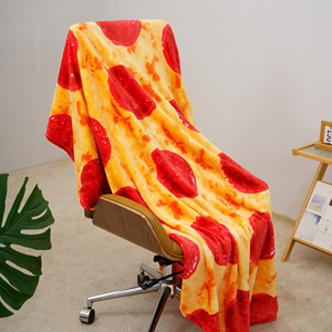 Pepperoni Bánh Pizza Chăn Hai Mặt In Lông Cừu Dành Cho Người Lớn Kích Thước Thực Tế Thực Phẩm Chăn 285 GSM Flannel Chăn Quà Tặng Vui - Product Image 5