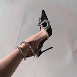 Nouvelles sandales à talons fins pour femmes, mode, <span class=keywords><strong>avec</strong></span> nœud <span class=keywords><strong>papillon</strong></span> en strass, style féerique, nœud rose <span class=keywords><strong>avec</strong></span> diamants, talons hauts - Product Image 2