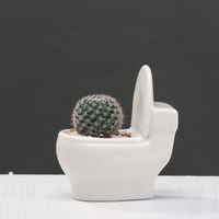 Pot de fleurs en céramique en forme de toilette, mini jardinières pour la décoration du jardin