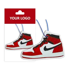 Luxe Aangepaste Logo Papieren Verpakking Luchtverfrisser Voor Autofabriek Groothandel Opknoping Sneaker Ontwerp