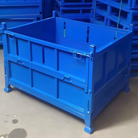 Palette de stockage en acier métallique robuste, pliable, grande capacité, empilable pour charges lourdes en entrepôt