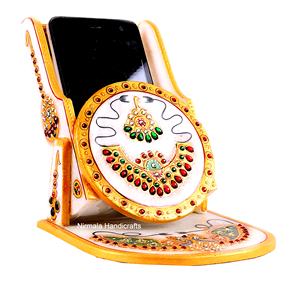 Nirmala Handicrafts Marble Craft Mobile Stand Handmade Enamel Work Desk <b>Phone</b> Stand Gift Decorative Showpiece Rajasthan India - Product Image 2