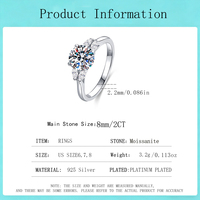 Bague de fiançailles en moissanite à trois pierres 2CT, plaqué platine épais, argent sterling 925, D VVS1, certifiée GRA, passe le testeur de diamant