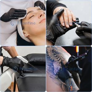 Guanti Monouso in <span class=keywords><strong>Nitrile</strong></span> 100% Senza Lattice Senza Polvere 9 Pollici Guanti Neri in <span class=keywords><strong>Nitrile</strong></span> per Barbieri Saloni di Bellezza e Unghie - Product Image 6