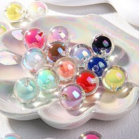 Perles rondes brillantes en acrylique de 16 mm, couleur AB magique, électroplaquées UV, en vrac, pour la fabrication de bijoux DIY (bracelets, colliers)