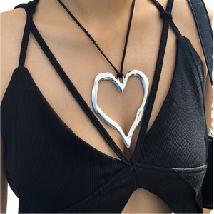 Gargantilla de Metal para mujer, collar con colgante de terciopelo, diseño de corazón grande a la moda para fiesta, boda o regalo - Product Image 4