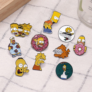 BSBH Chine Fabricant Pas Cher En Gros Personnalisé En Métal Mignon Dessin Animé Anime <span class=keywords><strong>Simpsons</strong></span> Drôle Personnalité Badges Épinglettes Pour Vêtements - Product Image 2