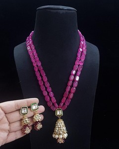 <b>Indian</b> Bridal <b>Jewellery</b> 2 Layer Long Necklace <b>Set</b> with Earrings Silver Plated Traditional Wedding <b>Jewellery</b> for Women - Product Image 2