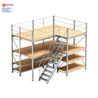 Système de plancher en mezzanine industriel modulaire, sur mesure, robuste, antirouille, multi-niveaux, en acier, avec revêtement en poudre, pour stockage