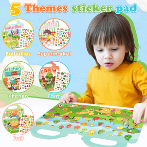 Livres d'autocollants gonflés pour enfants, autocollants 3D de dessins animés portables, livre d'activités, jouet cadeau pour filles et garçons - Product Image 3
