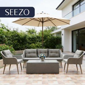 Canapé d'extérieur en rotin pour patio, ensemble <span class=keywords><strong>de</strong></span> canapés <span class=keywords><strong>de</strong></span> balcon en métal, canapé <span class=keywords><strong>de</strong></span> <span class=keywords><strong>jardin</strong></span> en rotin imperméable avec table en verre – Vente chaude - Product Image 1