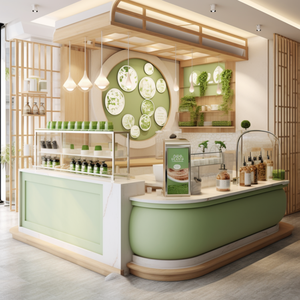 Design Moderno per Bancone di Negozio di <span class=keywords><strong>Bubble</strong></span> Tea, Arredamento in Legno per Negozio di Tè al Latte, Decorazioni per Negozio di <span class=keywords><strong>Bubble</strong></span> Tea, Arredatore per Caffetteria - Product Image 5